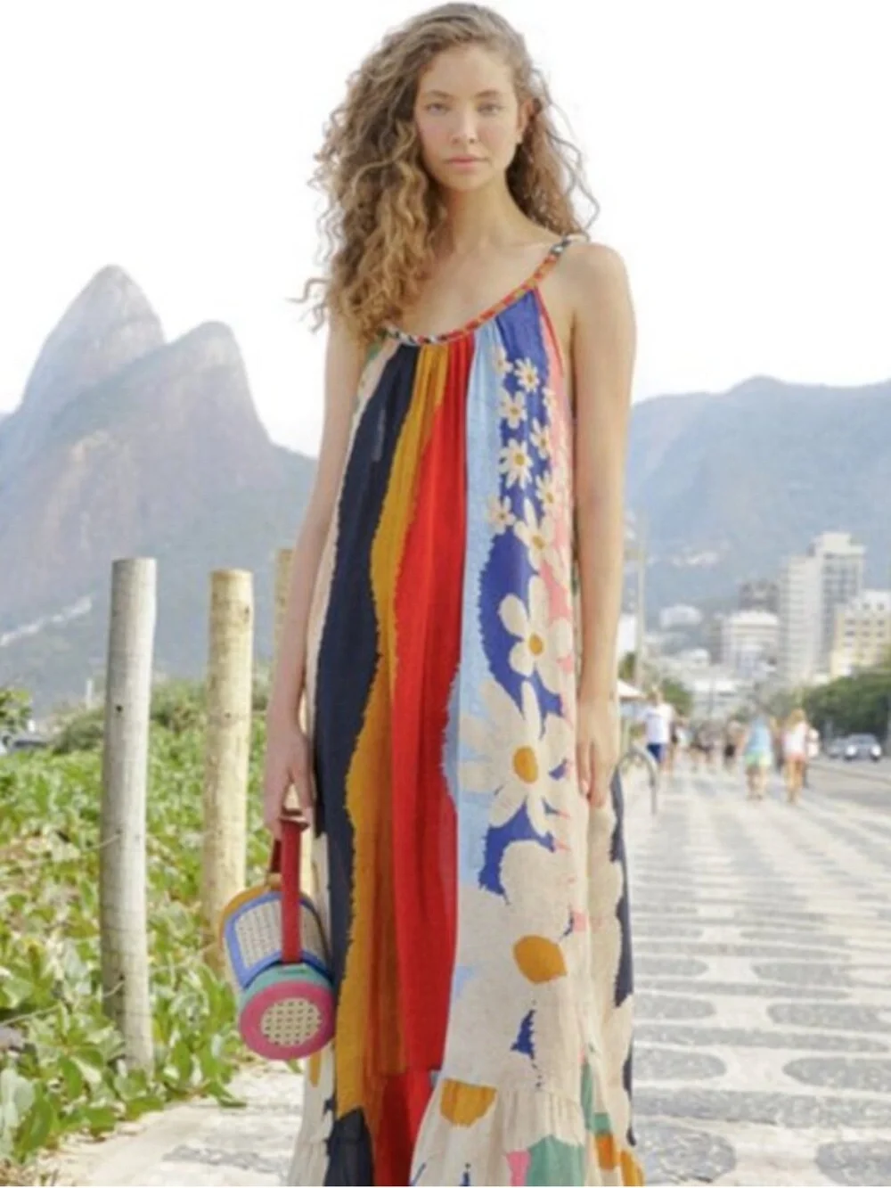 NWT Farm Rio Super Fun Daisy Maxi Dress in Viscose. Lined with pockets. Sz XL - Picture 2 of 15